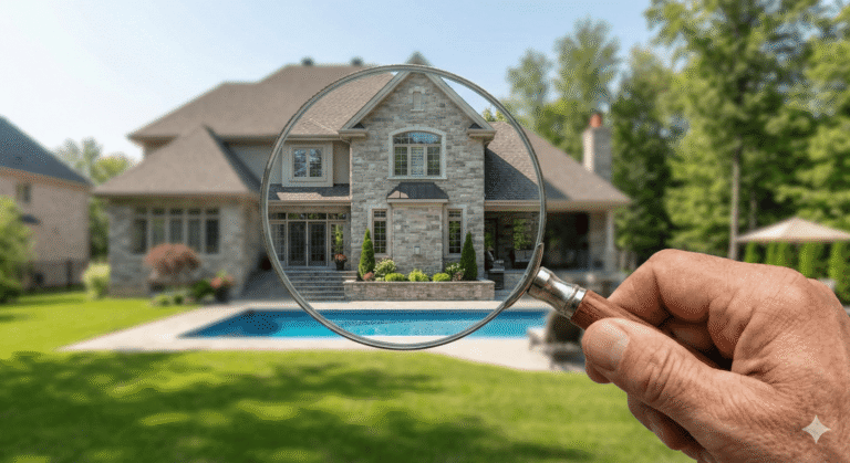 Inspección de propiedad con lupa