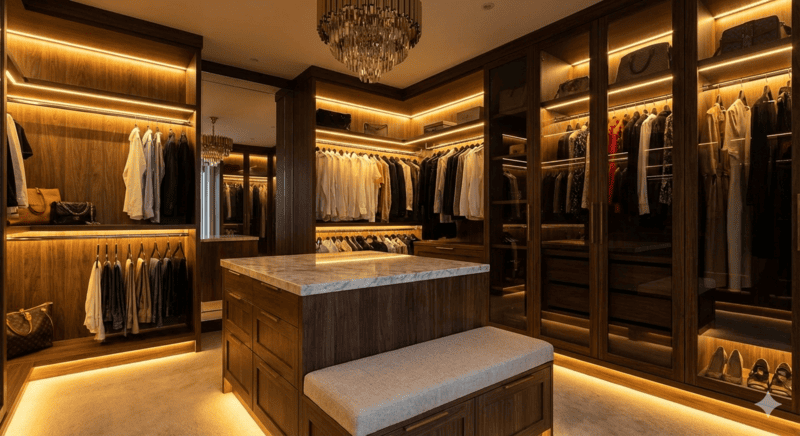 walking closet con iluminación led